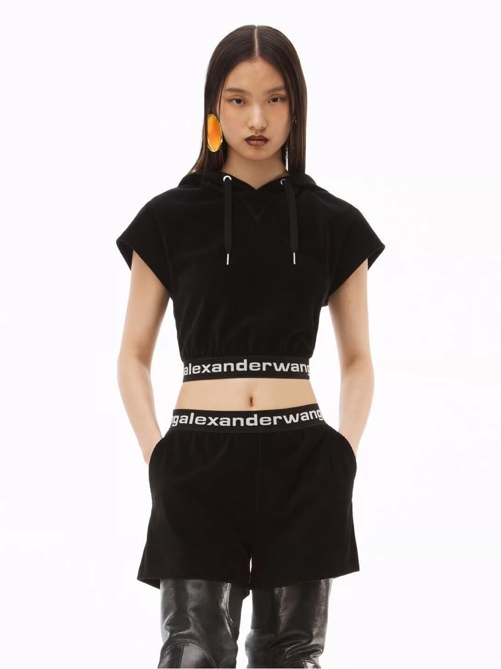 Alexander Wang Black Crop Hoodie